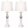 Fangio Lighting Antique White Resin & Mercury, Glass Table Lamps, 30"