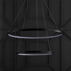 JONATHAN Y Circulo Metal Round Modern LED Pendant, Matte Black, Width: 24" 15 JONATHAN Y Circulo Metal Round Modern LED Pendant, Matte Black, Width: 24" -Ceiling Lighting Shop 7b114744037e4fde 9000 w800 h800 b0 p0
