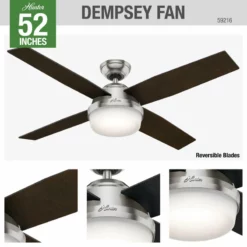 Hunter Fan Company 52" Dempsey Brushed Nickel Ceiling Fan With Light/Remote -Ceiling Lighting Shop 7c5155a20f8fce71 9860 w800 h800 b0 p0
