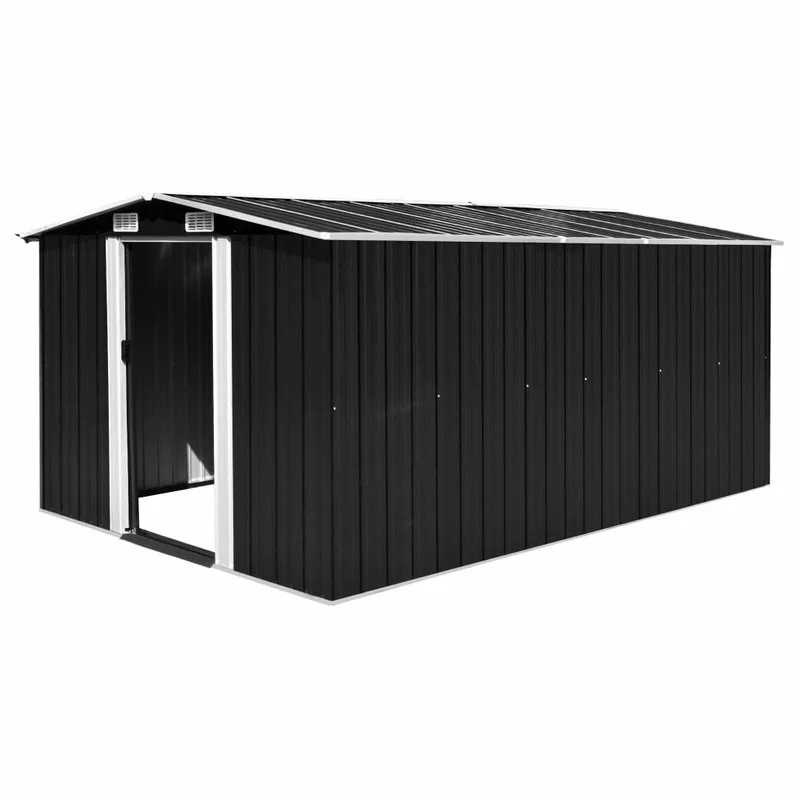 Vida XL International B.V. VidaXL Garden Shed With Sliding Doors 154.3" Metal Anthracite Tool Log Cabin 1 Vida XL International B.V. VidaXL Garden Shed With Sliding Doors 154.3" Metal Anthracite Tool Log Cabin