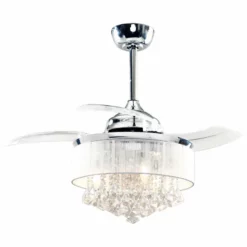 FLINT GARDEN INC 36 Inch Chrome Crystal Ceiling Fan With Remote, Retractable Blades -Ceiling Lighting Shop 7cd12a2e0e2409e4 4967 w800 h800 b1 p0