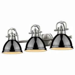 Golden Lighting Duncan 3-Light Vanity, Pewter, Black