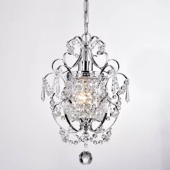 Edvivi Lighting Amorette 1-Light Chrome Glam Lighting Mini Pendant Chandelier With Crystals -Ceiling Lighting Shop 7da15e230d6956ae 0128 w800 h800 b0 p0