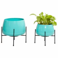 Brimfield & May Modern Teal Metal Planter 51973