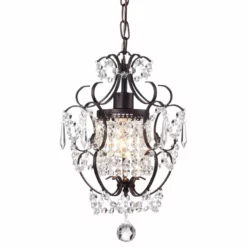 Edvivi Lighting Amorette 1-Light Antique Bronze Finish Mini Chandelier With Crystals