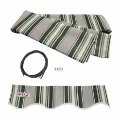 Aleko Products Awning Fabric For Retractable Awning, Multistriped Green, 20'x10'