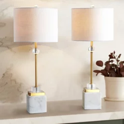 JONATHAN Y Dawson 30" Marble And Crystal Table Lamp, Brass, Set Of 2 -Ceiling Lighting Shop 80a1a1e30384f888 7535 w800 h800 b0 p0