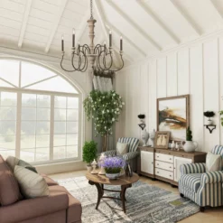 LNC Lighting LNC 6-Light French Country Distressed Wood Dimmable Chandelier 32.5"H X 31"D -Ceiling Lighting Shop 80b1904f02de9857 2309 w800 h800 b0 p0