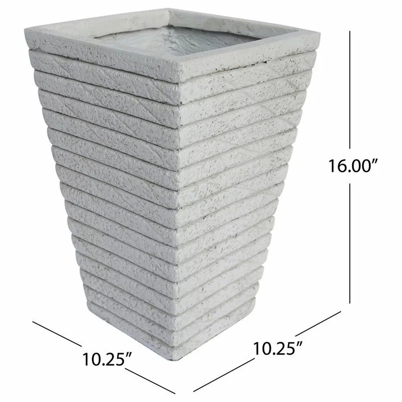 GDFStudio GDF Studio Hedy Square Lightweight Concrete Garden Decorative Urn Planter, Antiq 5 GDFStudio GDF Studio Hedy Square Lightweight Concrete Garden Decorative Urn Planter, Antiq - Image 5