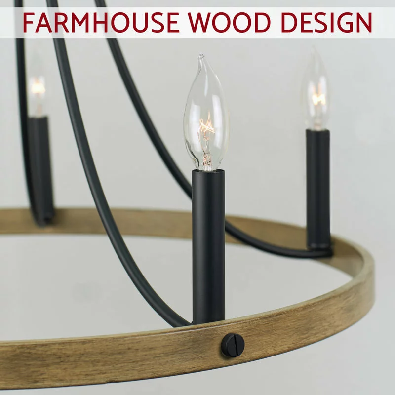 Kira Home Fairbrook 24.5" Rustic Farmhouse Wagon Wheel Chandelier, Round Kitchen 4 Kira Home Fairbrook 24.5" Rustic Farmhouse Wagon Wheel Chandelier, Round Kitchen - Image 4