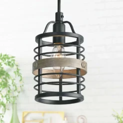 LNC Lighting LNC 1-Light Farmhouse Matte Gray Cylinder Single Mini Pendant Lighting -Ceiling Lighting Shop 82f1d95f0321946b 5478 w800 h800 b0 p0