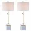 JONATHAN Y Dawson 30" Marble And Crystal Table Lamp, Brass, Set Of 2
