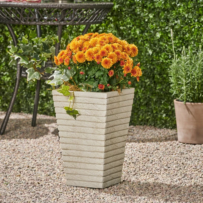 GDFStudio GDF Studio Hedy Square Lightweight Concrete Garden Decorative Urn Planter, Antiq 2 GDFStudio GDF Studio Hedy Square Lightweight Concrete Garden Decorative Urn Planter, Antiq - Image 2