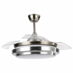 Bella Depot Modern Ceiling Fan With Light And Remote, Retractable Bedroom Ceiling Fan, Silver (Recommend), 36"