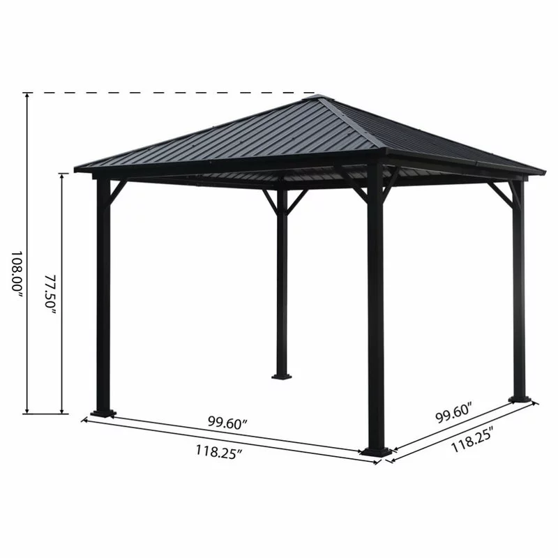 GDFStudio Hester Outdoor Modern Aluminum Hardtop Gazebo, Black 9 GDFStudio Hester Outdoor Modern Aluminum Hardtop Gazebo, Black - Image 9