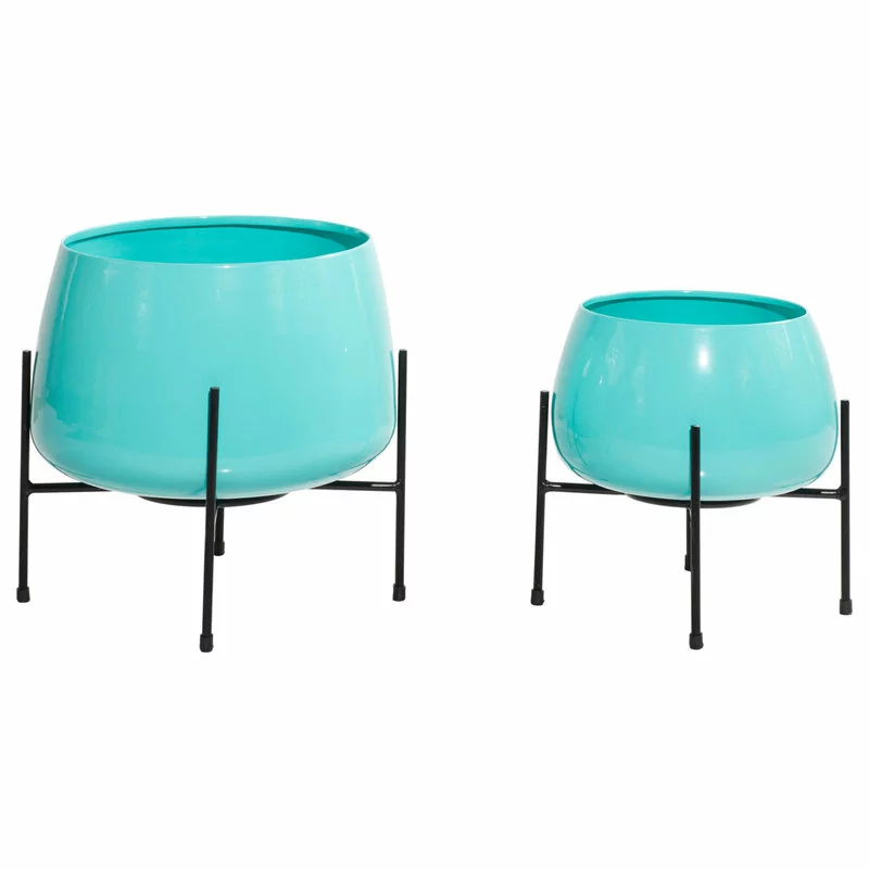 Brimfield & May Modern Teal Metal Planter 51973 3 Brimfield & May Modern Teal Metal Planter 51973 - Image 3