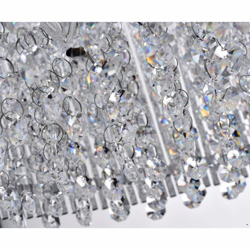 Edvivi Lighting Pamina 4-Light Chrome Tubes Drum Shade Chandelier With Hanging Crystals Glam 6 Edvivi Lighting Pamina 4-Light Chrome Tubes Drum Shade Chandelier With Hanging Crystals Glam - Image 6