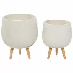 Brimfield & May Set Of 2 White Polystone Planter, 15", 17", White -Ceiling Lighting Shop 85117a9a0f88d519 2154 w800 h800 b1 p0