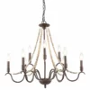LALUZ Farmhouse 9-Light Wood Beaded Chandelier Candle Empire Chandeliers