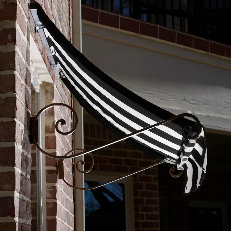Awntech Corporation 6' Charleston Window Awning, 31" Hx24" D, Black And White 2 Awntech Corporation 6' Charleston Window Awning, 31" Hx24" D, Black And White - Image 2