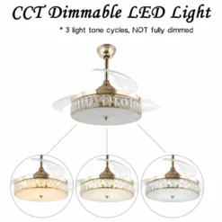 Bella Depot Decorative Gold Drum Ceiling Fan With Light And Remote, Foldable Blade, French Gold, Neutral White (4000k) -Ceiling Lighting Shop 855106750396ecb9 3427 w800 h800 b1 p0