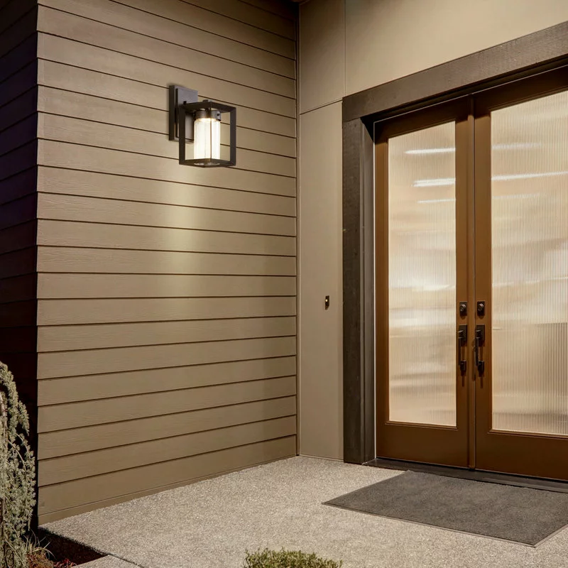 JONATHAN Y Nate 6.75" Outdoor Modern Cube Bubble Glass/Metal Integrated LED Sconce, Black 4 JONATHAN Y Nate 6.75" Outdoor Modern Cube Bubble Glass/Metal Integrated LED Sconce, Black - Image 4