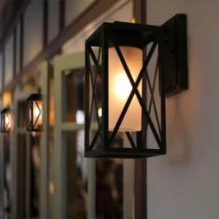 LALUZ Farmhouse Black Lantern Outdoor Wall Lighting Sconces With Glass Shade 12 LALUZ Farmhouse Black Lantern Outdoor Wall Lighting Sconces With Glass Shade -Ceiling Lighting Shop 8651d46302f37496 3033 w800 h800 b0 p0