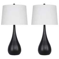 Lumisource 30" Oiled Rubbed Bronze Teardop Table Lamps, Set Of 2