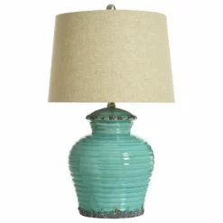 StyleCraft Home Collection Turquoise Ceramic Jug Table Lamp With Natural Linen Shade -Ceiling Lighting Shop 87918b040307cc6c 8878 w800 h800 b1 p0