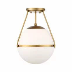 Helmsman Lighting Works 1-Light Semi-Flush Mount, Natural Brass