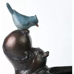 LuxenHome Brown Hippo And Blue Bird MgO Flower Pot Planter -Ceiling Lighting Shop 87d1c39f0c478f22 0865 w800 h800 b0 p0