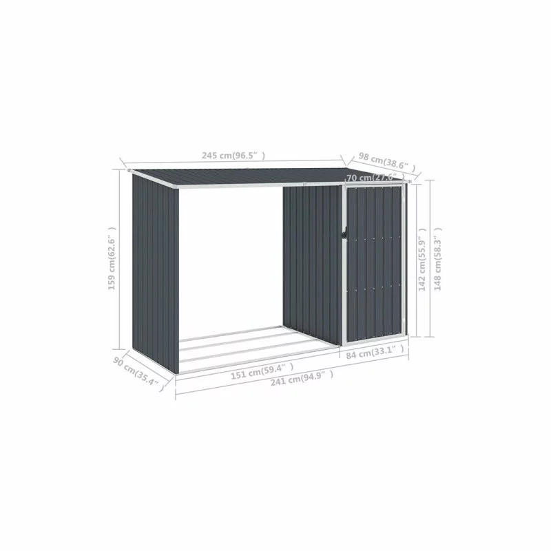Vida XL International B.V. VidaXL Garden Firewood Shed Anthracite Galvanized Steel Storage Building House 7 Vida XL International B.V. VidaXL Garden Firewood Shed Anthracite Galvanized Steel Storage Building House - Image 7