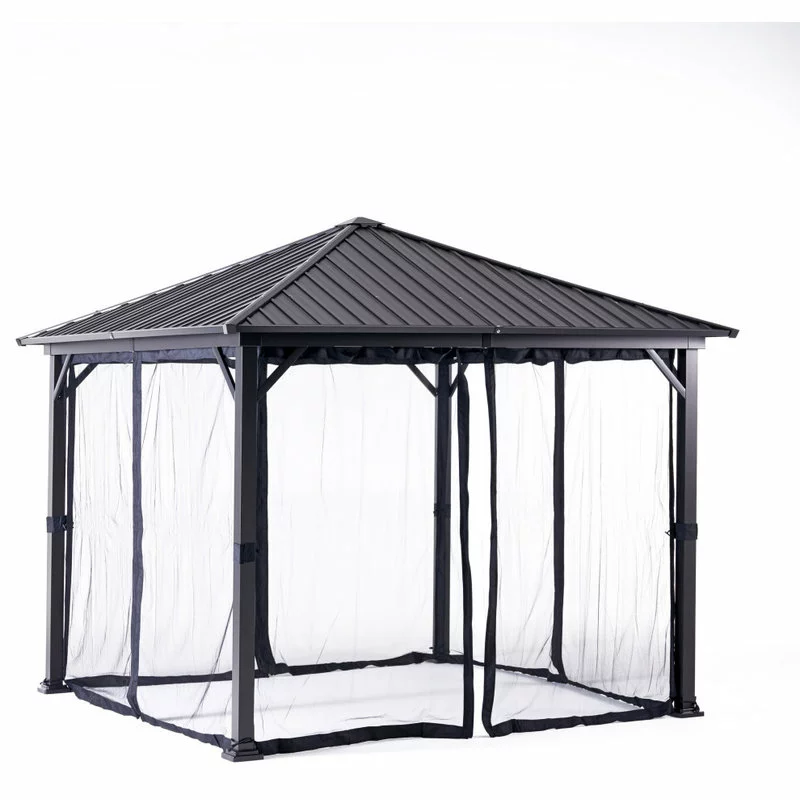 GDFStudio Hester Outdoor Modern Aluminum Hardtop Gazebo, Black 8 GDFStudio Hester Outdoor Modern Aluminum Hardtop Gazebo, Black - Image 8