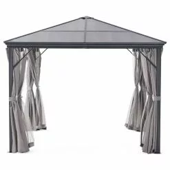 GDFStudio GDF Studio Bali Outdoor 10'x10' Aluminum Framed Gazebo With Curtains, Gray/Black -Ceiling Lighting Shop 8911a50102382c96 8199 w800 h800 b1 p0