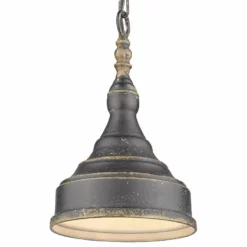 Golden Lighting Keating 1-Light Pendant, Antique Black Iron
