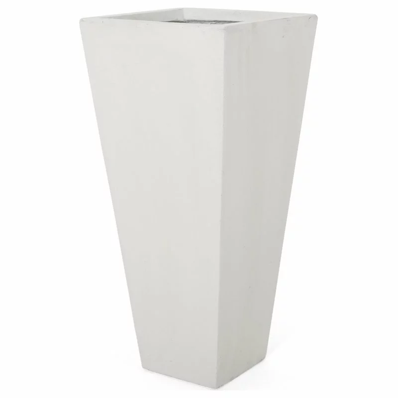 GDFStudio Ephraim Outdoor Cast Stone Planter, Matte White, Medium 3 GDFStudio Ephraim Outdoor Cast Stone Planter, Matte White, Medium - Image 3