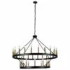 Aiwen 36-Light 47" Wagon Wheel Chandelier Candle Tiered Pendant Lighting, Black