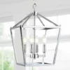 JONATHAN Y Pagoda 4-Bulb Lantern Metal LED Pendant, Chrome, 12"