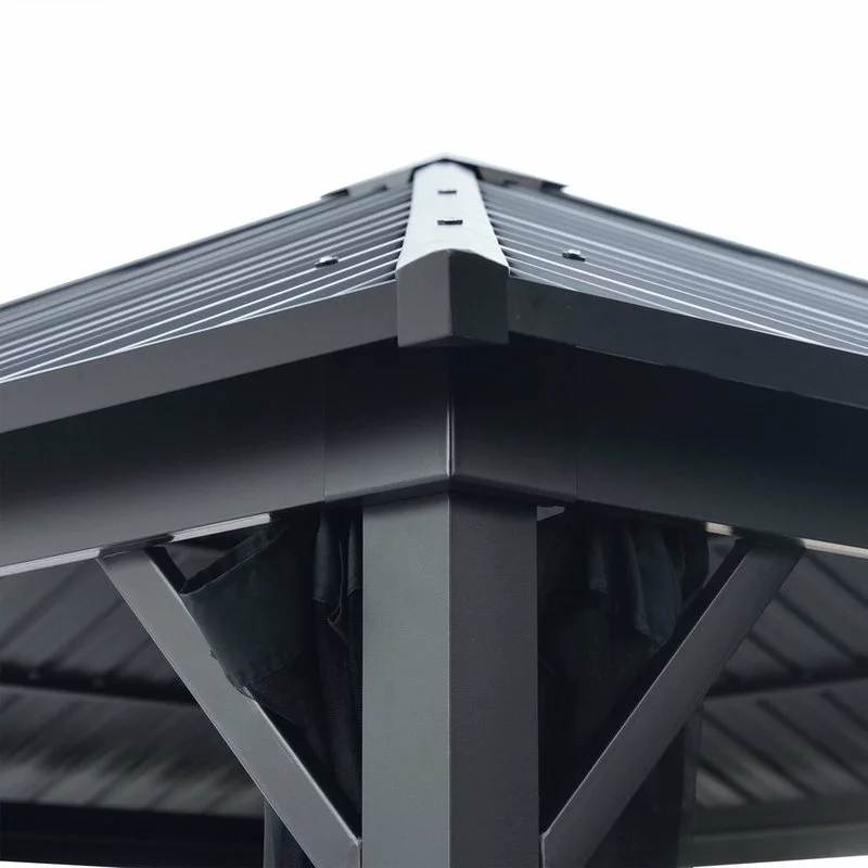 GDFStudio Hester Outdoor Modern Aluminum Hardtop Gazebo, Black 3 GDFStudio Hester Outdoor Modern Aluminum Hardtop Gazebo, Black - Image 3