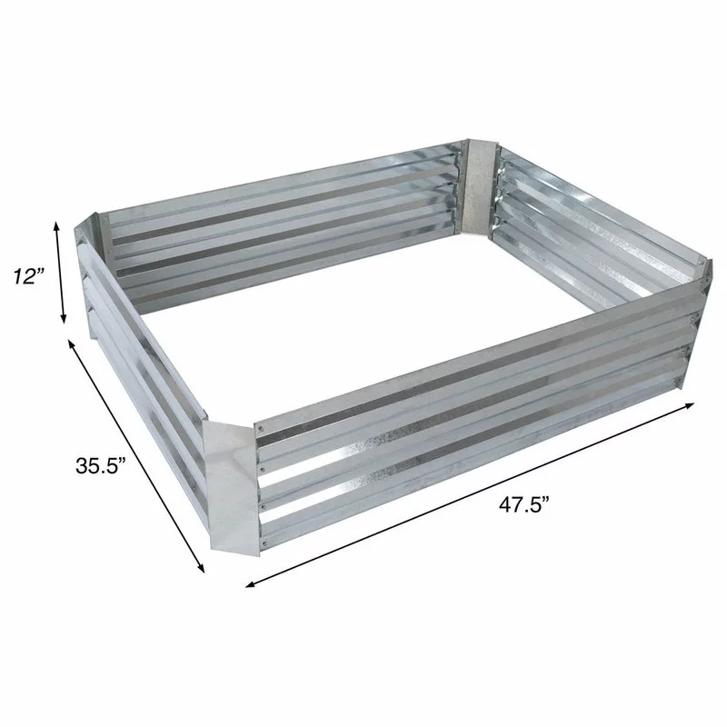 Pure Garden Raised Garden Bed Kit With Adjustable Galvanized Iron 35.5"Lx47.5"Wx12"H 3 Pure Garden Raised Garden Bed Kit With Adjustable Galvanized Iron 35.5"Lx47.5"Wx12"H - Image 3