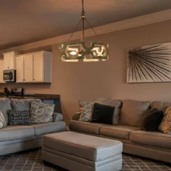 LNC Lighting LNC 3-Light Farmhouse Drum Distressed White Wood And Metal Dimmable Chandelier -Ceiling Lighting Shop 8f81dc9b034d2968 9990 w800 h800 b0 p0