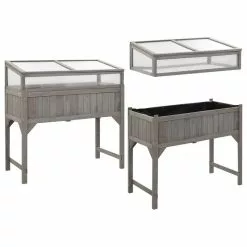 Vida XL International B.V. VidaXL Solid Fir Wood Raised Bed With Greenhouse 43.3"x21.3"x47.2" Flower Box -Ceiling Lighting Shop 8fc18b8a0233fb86 8792 w800 h800 b1 p0