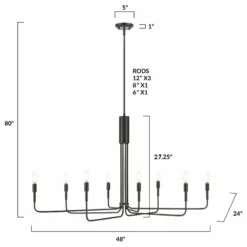 Light Society Eduardo 8-Light Chandelier, Black -Ceiling Lighting Shop 9071703d0f93ff42 5722 w800 h800 b1 p0