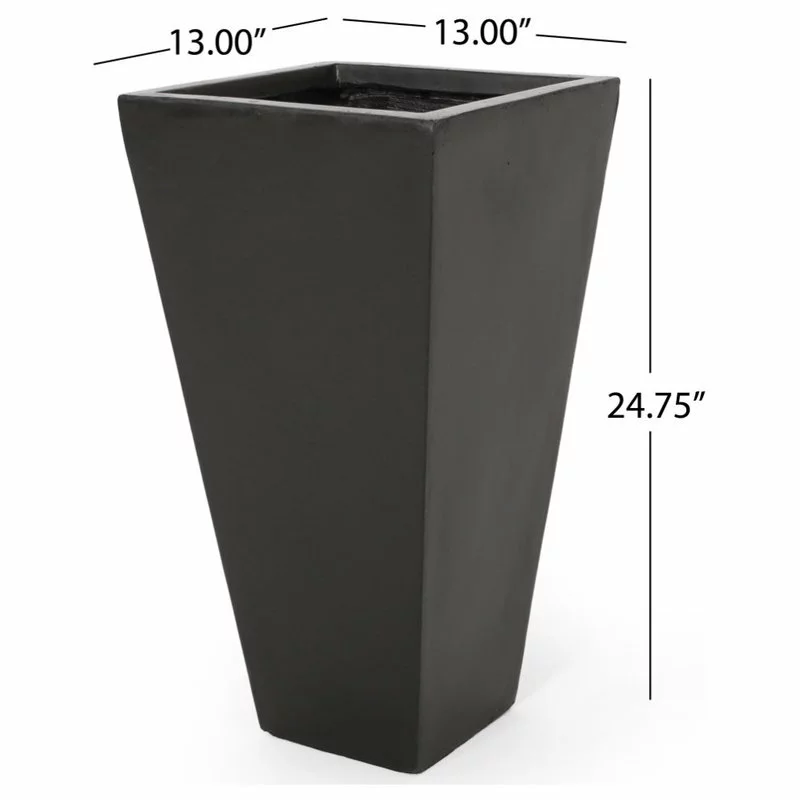 GDFStudio Ephraim Outdoor Cast Stone Planter, Matte Black, Small 8 GDFStudio Ephraim Outdoor Cast Stone Planter, Matte Black, Small - Image 8