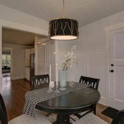 LNC Lighting LNC 4-Lights Black Drum Modern Antique Gold Chandelier For Living Room -Ceiling Lighting Shop 9131eb0b035baa1b 9961 w800 h800 b0 p0