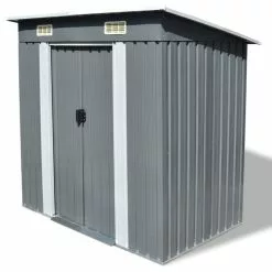 Vida XL International B.V. VidaXL Garden Shed Metal Gray 74.8"x48.8"x71.3" Garage Tool Storage House