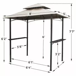 HIO 8 Ft. X 5 Ft. 2-Tier Steel Grill Gazebo With Shelves, Beige 9 HIO 8 Ft. X 5 Ft. 2-Tier Steel Grill Gazebo With Shelves, Beige -Ceiling Lighting Shop 92a1bf54017611dd 8022 w800 h800 b1 p0