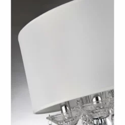 Edvivi Lighting 6-Light White Fabric Round Drum Chrome Finish Crystal Chandelier -Ceiling Lighting Shop 92c132e10d72de21 9357 w800 h800 b0 p0