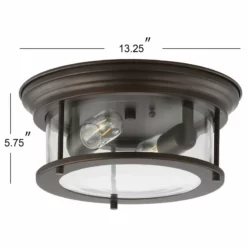 JONATHAN Y Lauren 13.25" Metal And Glass Led Flush Mount, Oil Rubbed Bronze/Clear -Ceiling Lighting Shop 93d1e72c0387c059 5430 w800 h800 b1 p0
