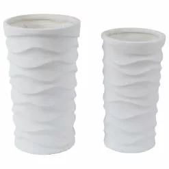 LuxenHome 2-Piece White Finish Tall Wavy MgO Planters -Ceiling Lighting Shop 967150cf0e62c33b 0896 w800 h800 b1 p0